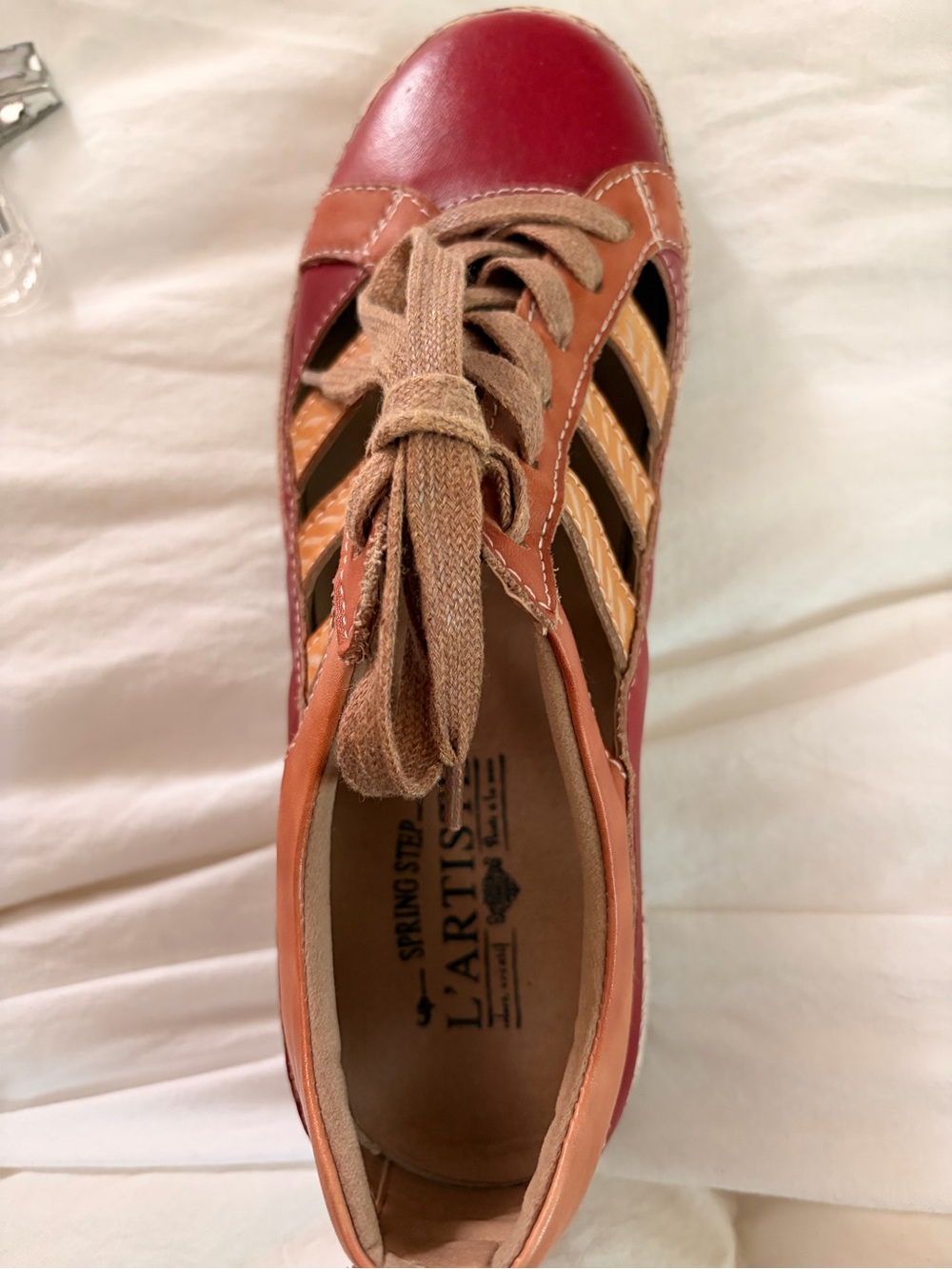 L'Artiste spring step Women's Red and Tan Lace-Up Sneaker